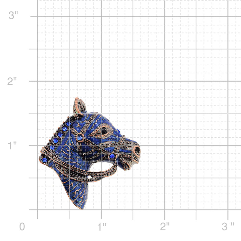 Vintage Style Navy Blue Horse Head Pin Brooch