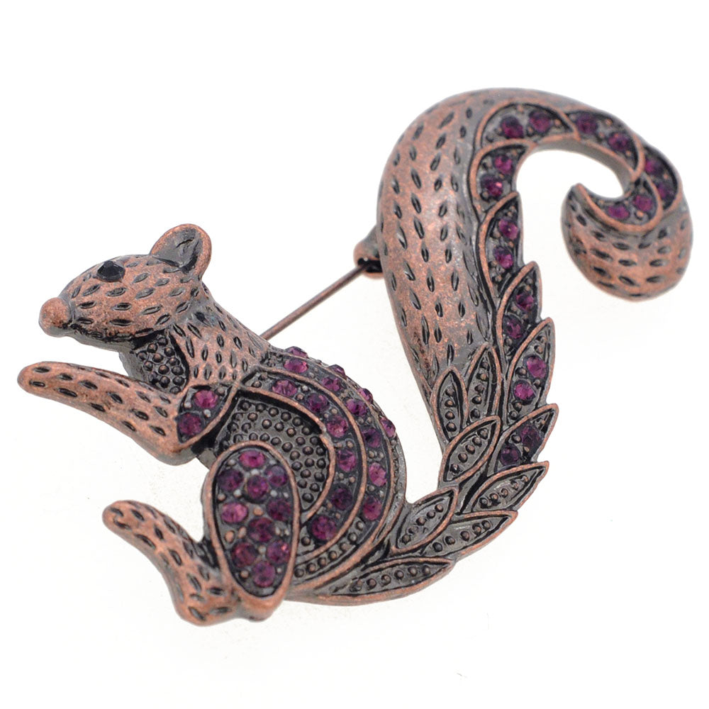 Amethyst Purple Squirrel Vintage Style Crystal Pin Brooch
