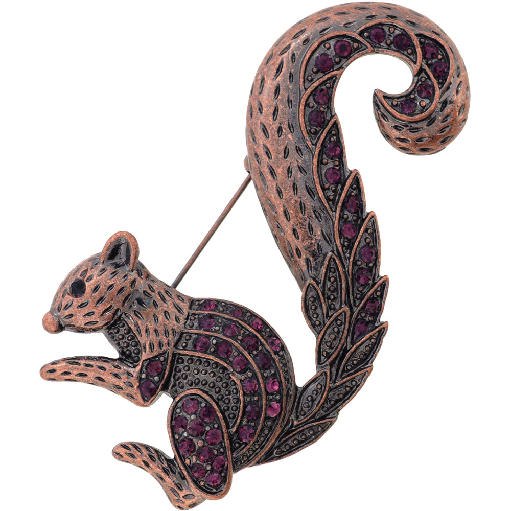 Amethyst Purple Squirrel Vintage Style Crystal Pin Brooch