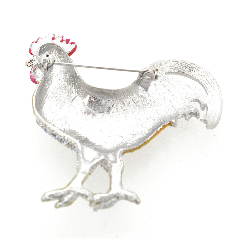Sapphire Rooster Enamel Animal Pin Brooch