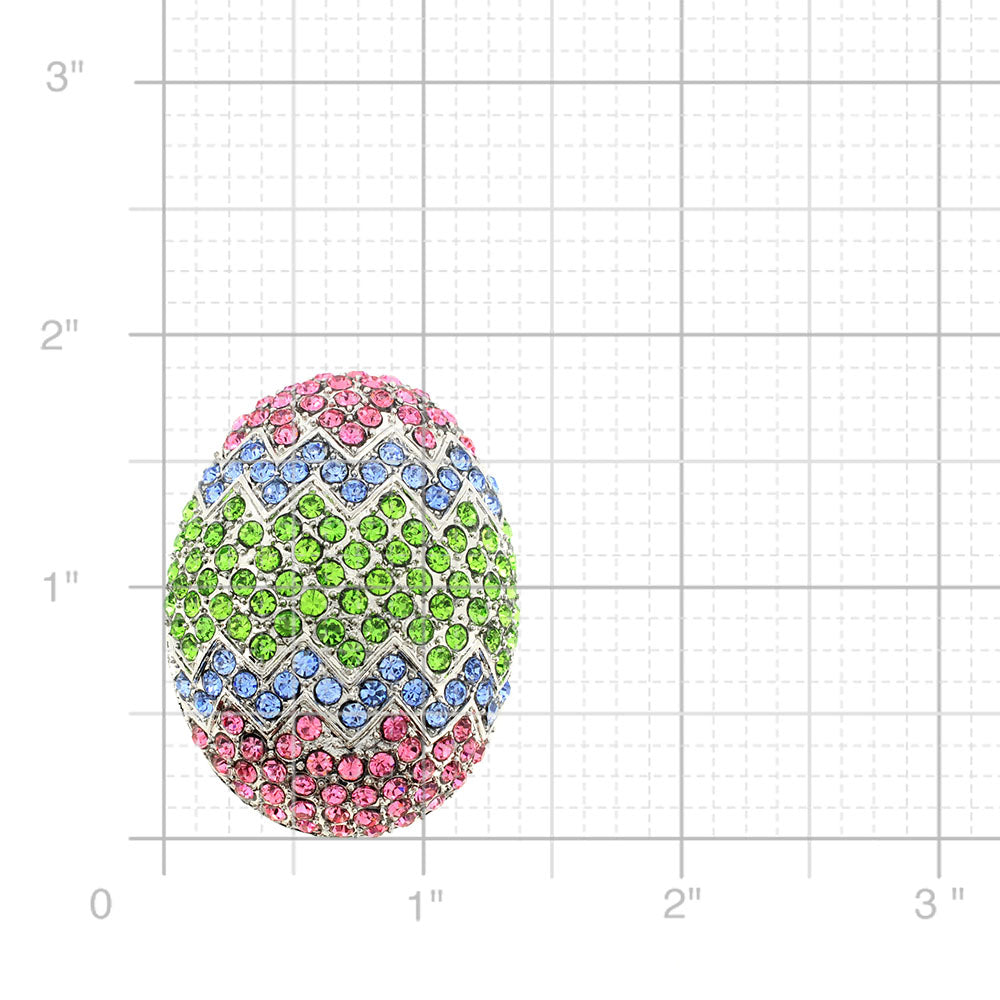 Multicolor Easter Egg Crystal Pin Brooch
