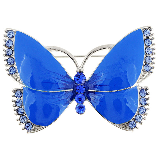 Blue Butterfly Crystal Pin Brooch