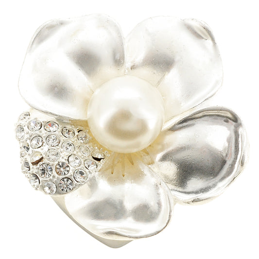 White Pearl Flower Pin Brooch