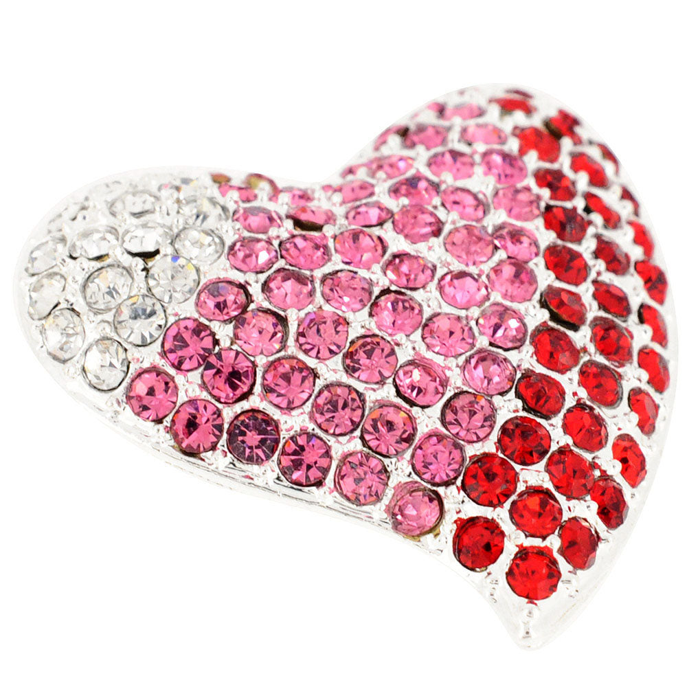 Multicolor Heart Valentines Crystal Pin Brooch