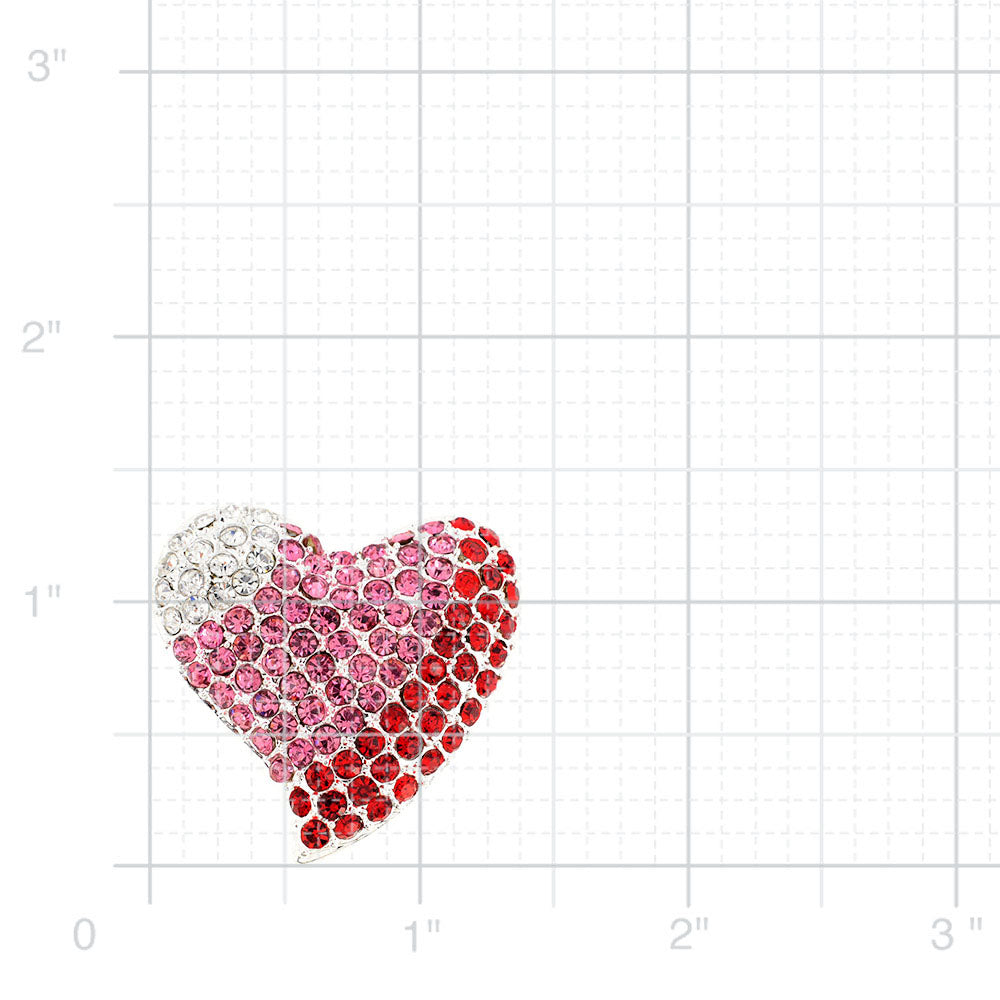Multicolor Heart Valentines Crystal Pin Brooch