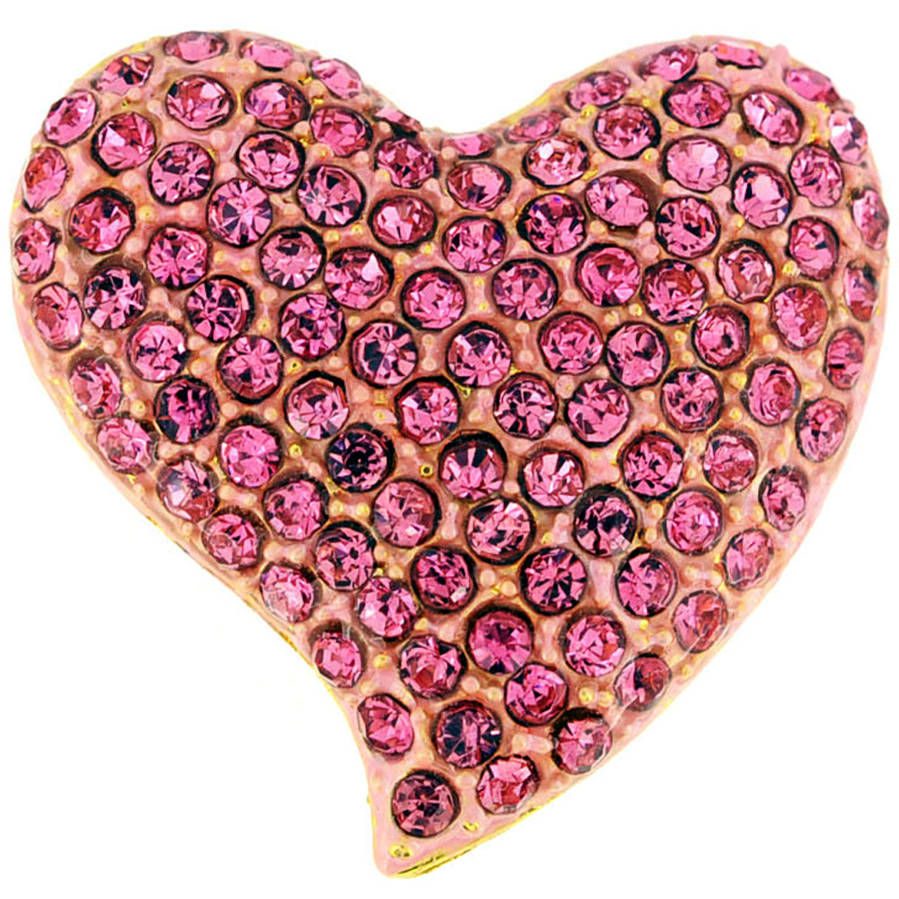 Pink Heart Crystal Pin Brooch