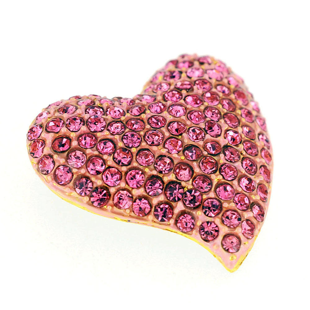 Pink Heart Crystal Pin Brooch