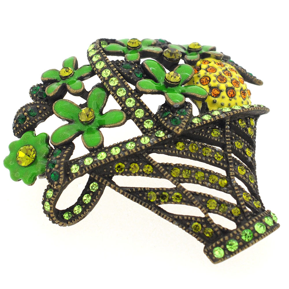 Vintage Style Flower Basket Pin Brooch