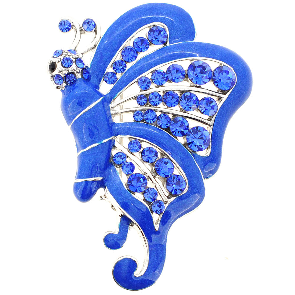 Sapphire Blue Flying Butterfly Pin Brooch