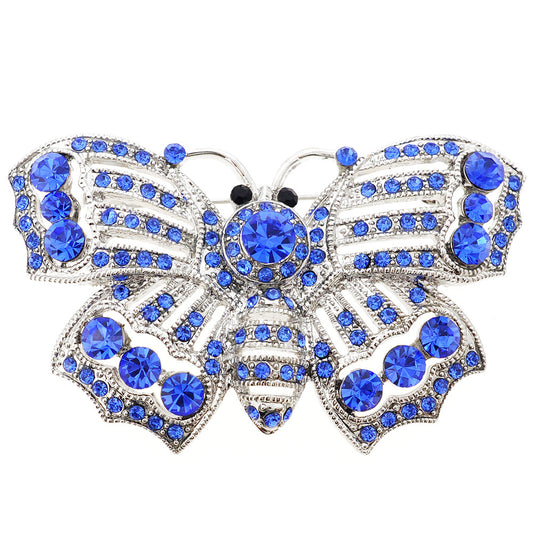 Sapphire Blue Butterfly Pin Brooch