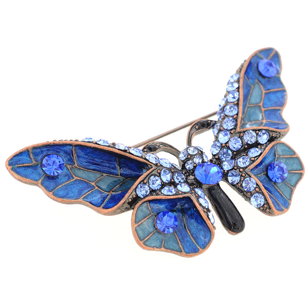 Sapphire Blue Butterfly Pin Brooch