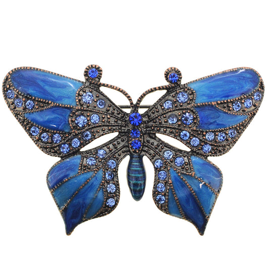 Blue Butterfly Crystal Pin Brooch
