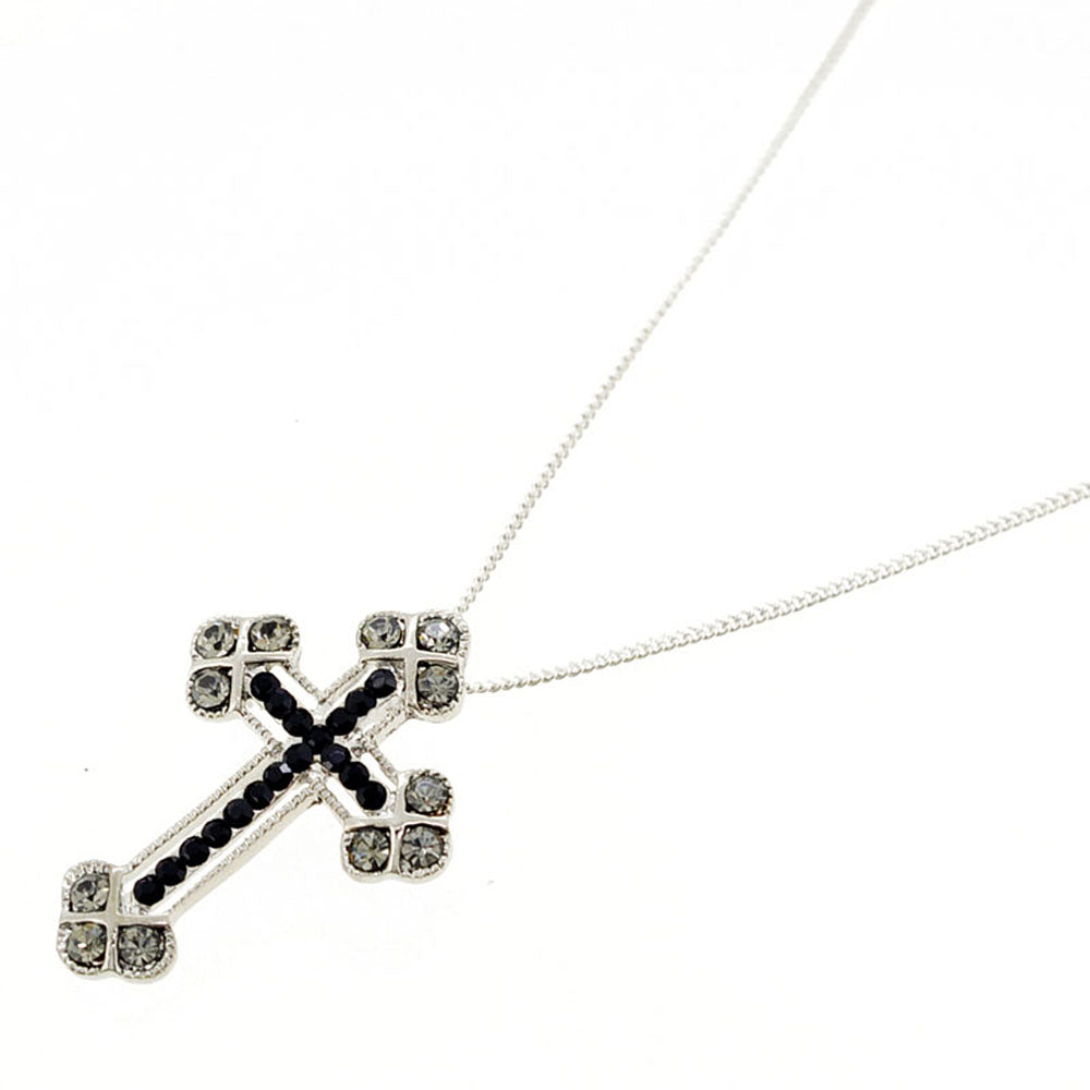 Jet Cross Pin Brooch And Pendant