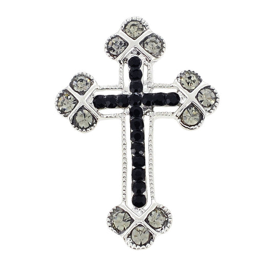 Jet Cross Pin Brooch And Pendant