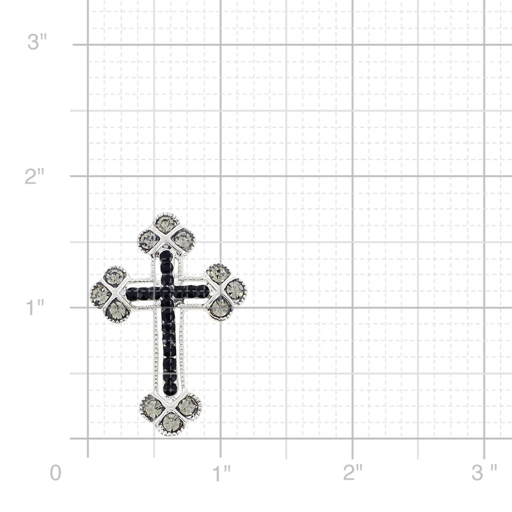 Jet Cross Pin Brooch And Pendant