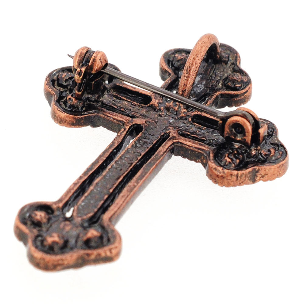 Vintage Style Blue Cross Sapphire Crystal Pin Brooch And Pendant