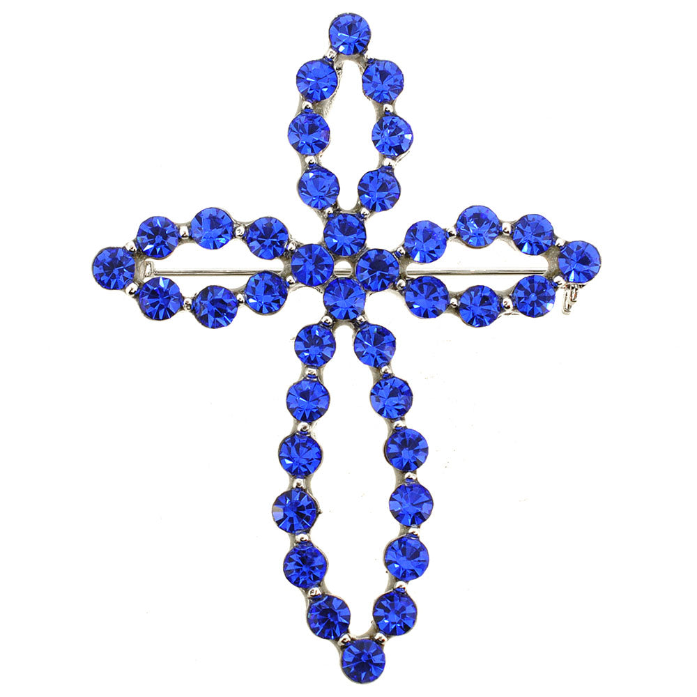 Sapphire Blue Cross Pin And Pendant