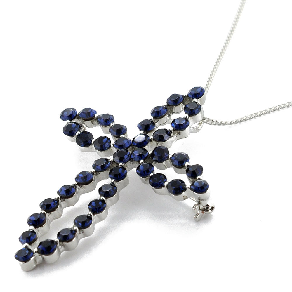 Montana Blue Cross Crystal Pin Brooch And Pendant