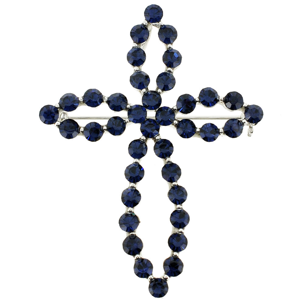 Montana Blue Cross Crystal Pin Brooch And Pendant