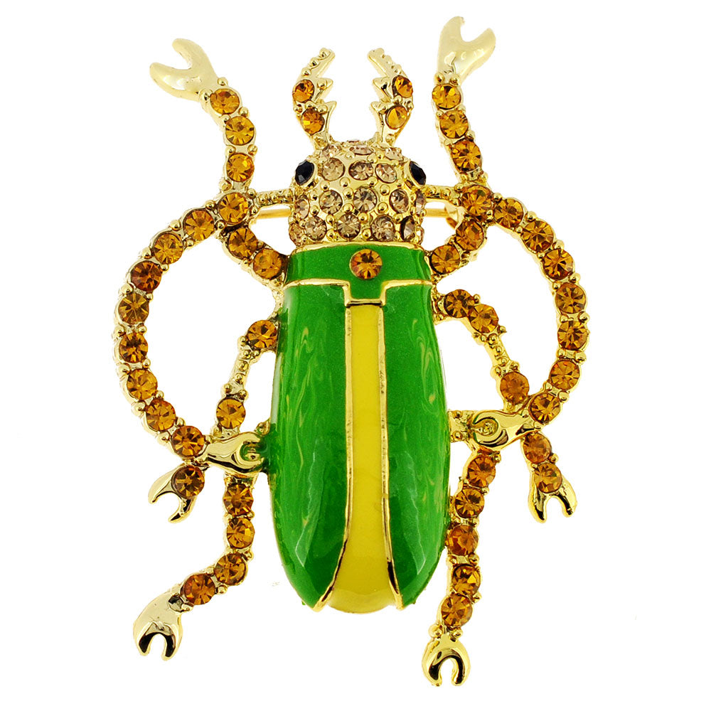 Green Longhorned Beetle Bug Pin Brooch