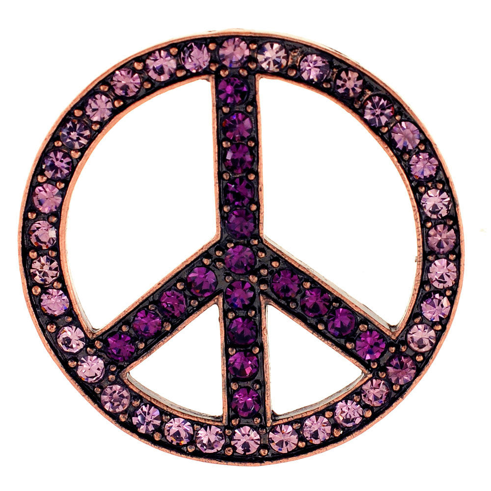 Purple Peace Sign Amethyst Crystal Pin Brooch