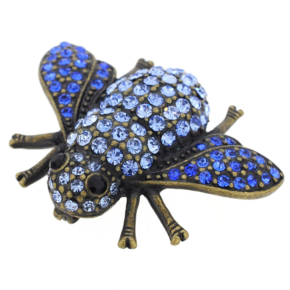 Vintage Style Sapphire Blue Bee Pin Brooch