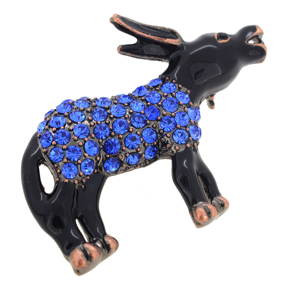 Patriotic Sapphire Blue Donkey Brooch Pin