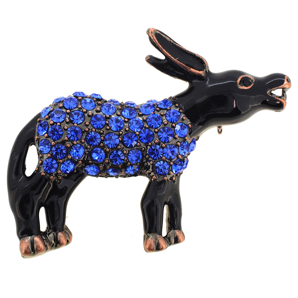 Patriotic Sapphire Blue Donkey Brooch Pin