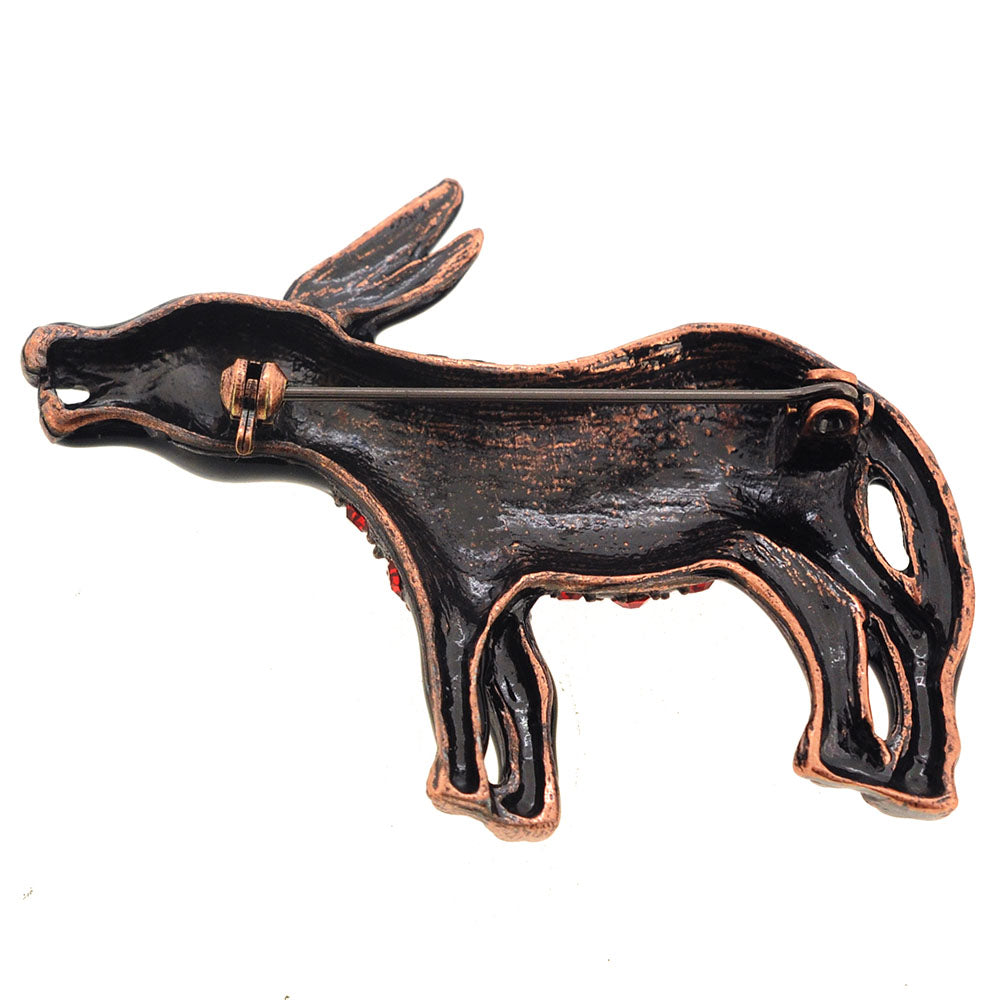 Patriotic Ruby Red Donkey Brooch Pin