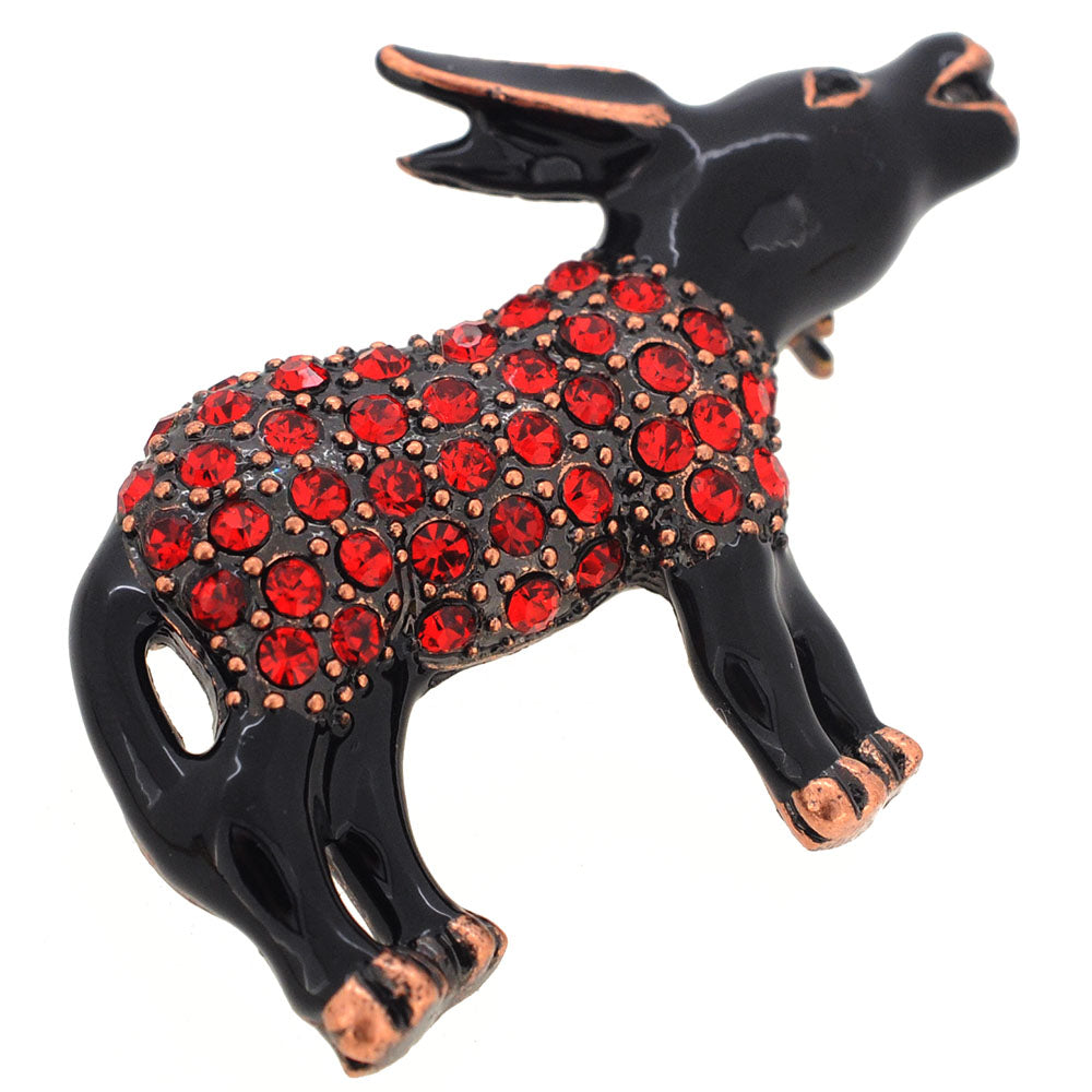 Patriotic Ruby Red Donkey Brooch Pin