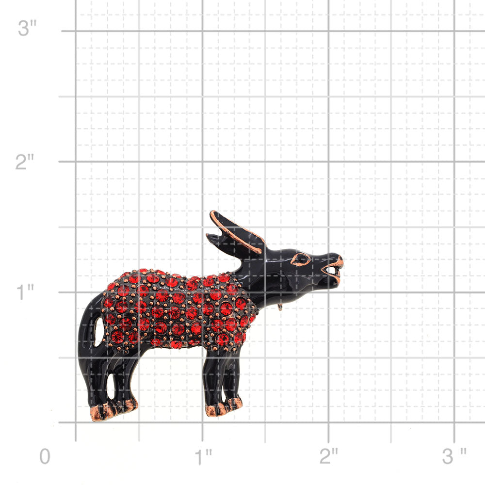 Patriotic Ruby Red Donkey Brooch Pin
