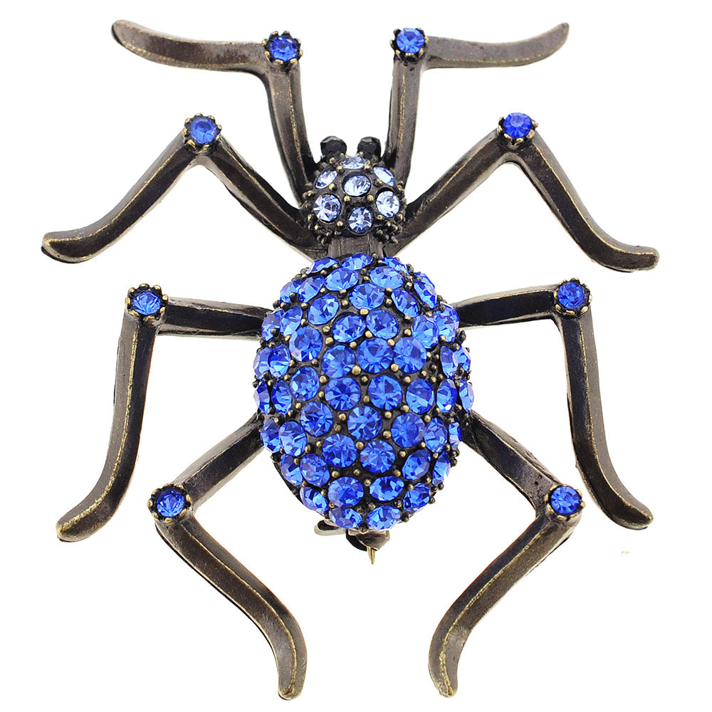 Vintage Style Sapphire Blue Spider Pin Brooch