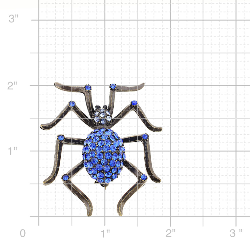 Vintage Style Sapphire Blue Spider Pin Brooch