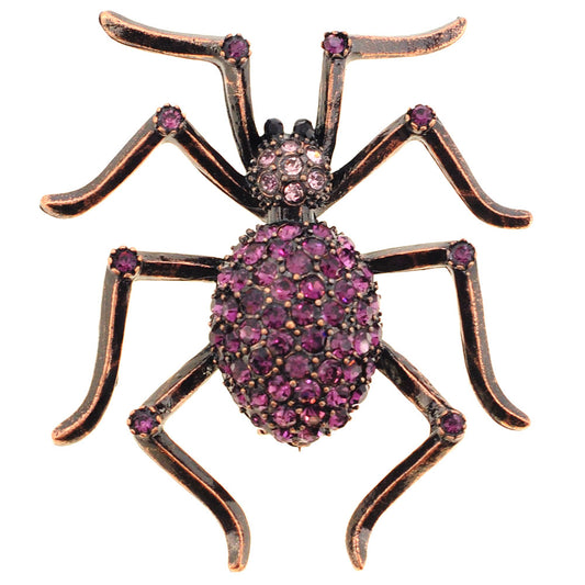 Vintage Style Amethyst Purple Spider Pin Brooch