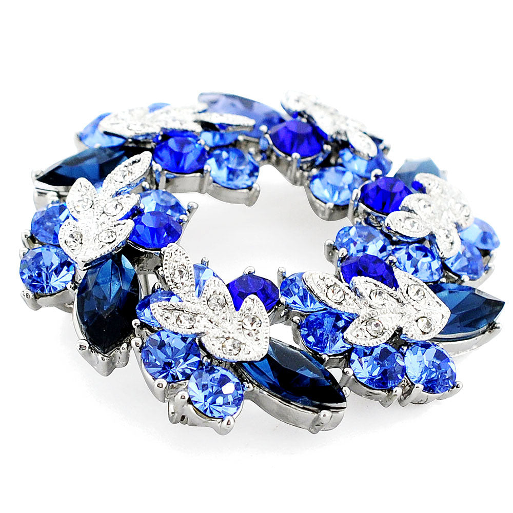 Multicolored Blue Wreath Crystal Pin Brooch And Pendant