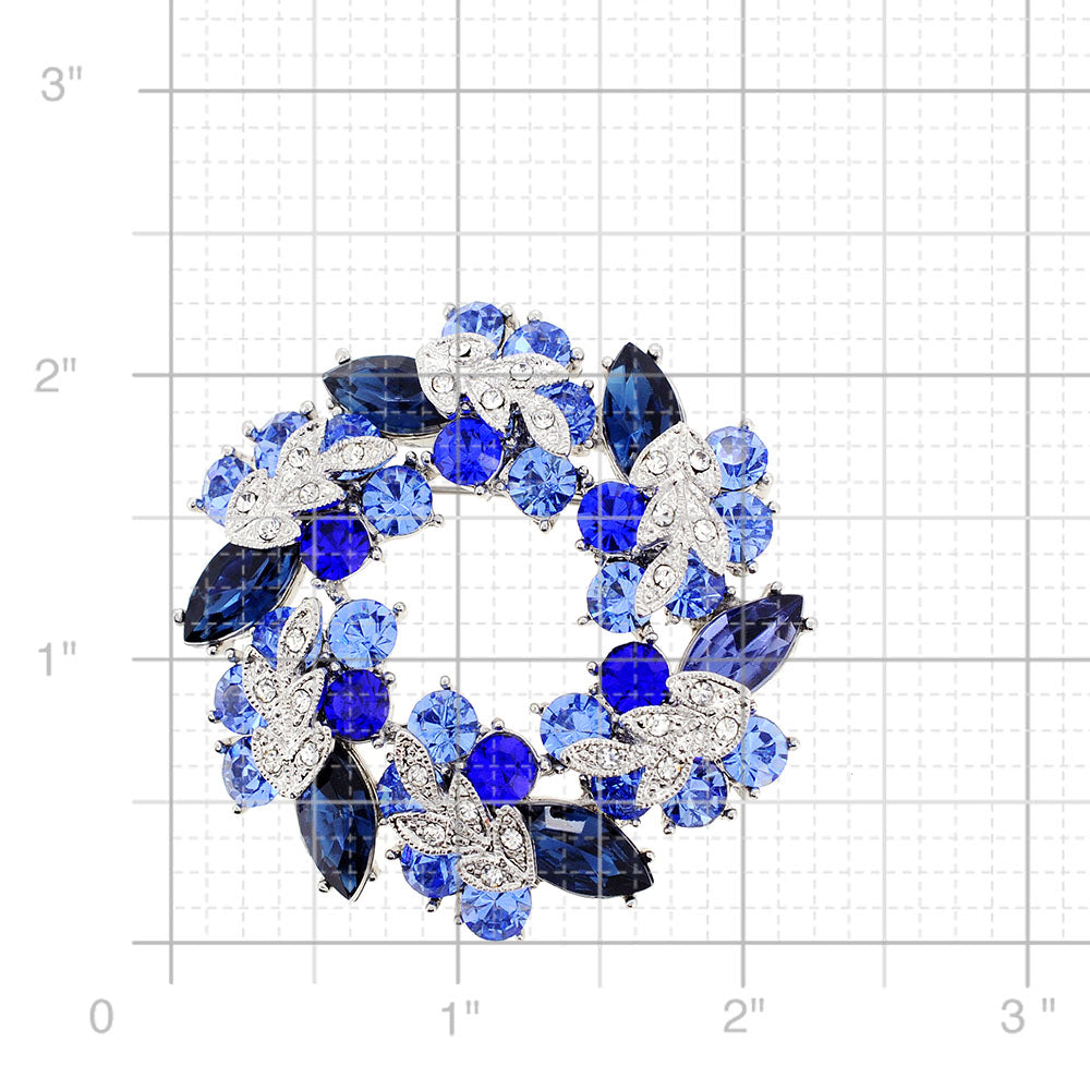 Multicolored Blue Wreath Crystal Pin Brooch And Pendant