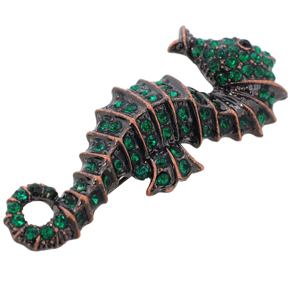 Emerald Green Seahorse Pin Brooch
