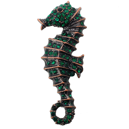 Emerald Green Seahorse Pin Brooch