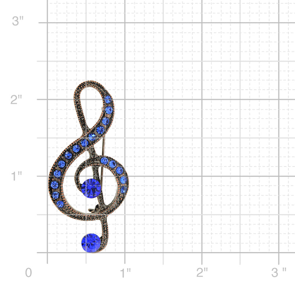 Sapphire Blue Spiral Music Note Pin Brooch
