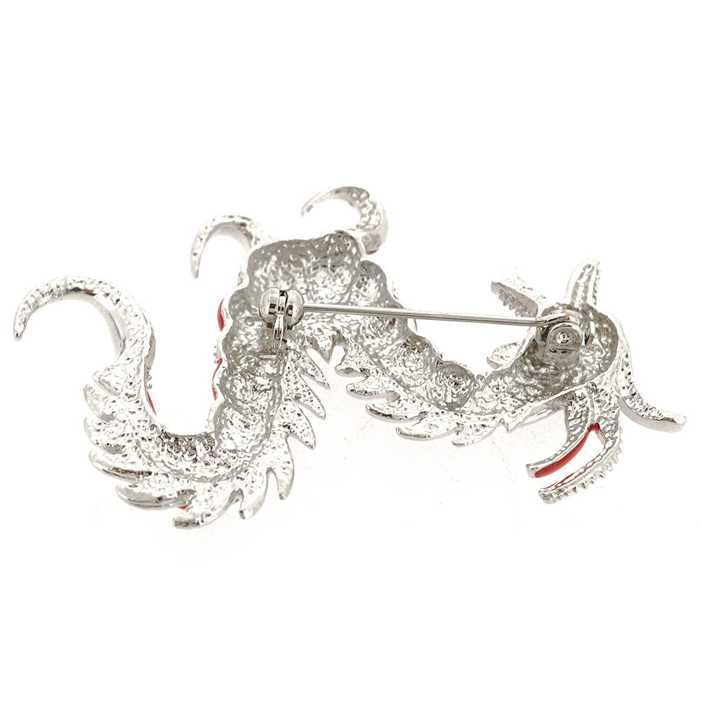 Red Chinese Dragon Crystal Pin Brooch