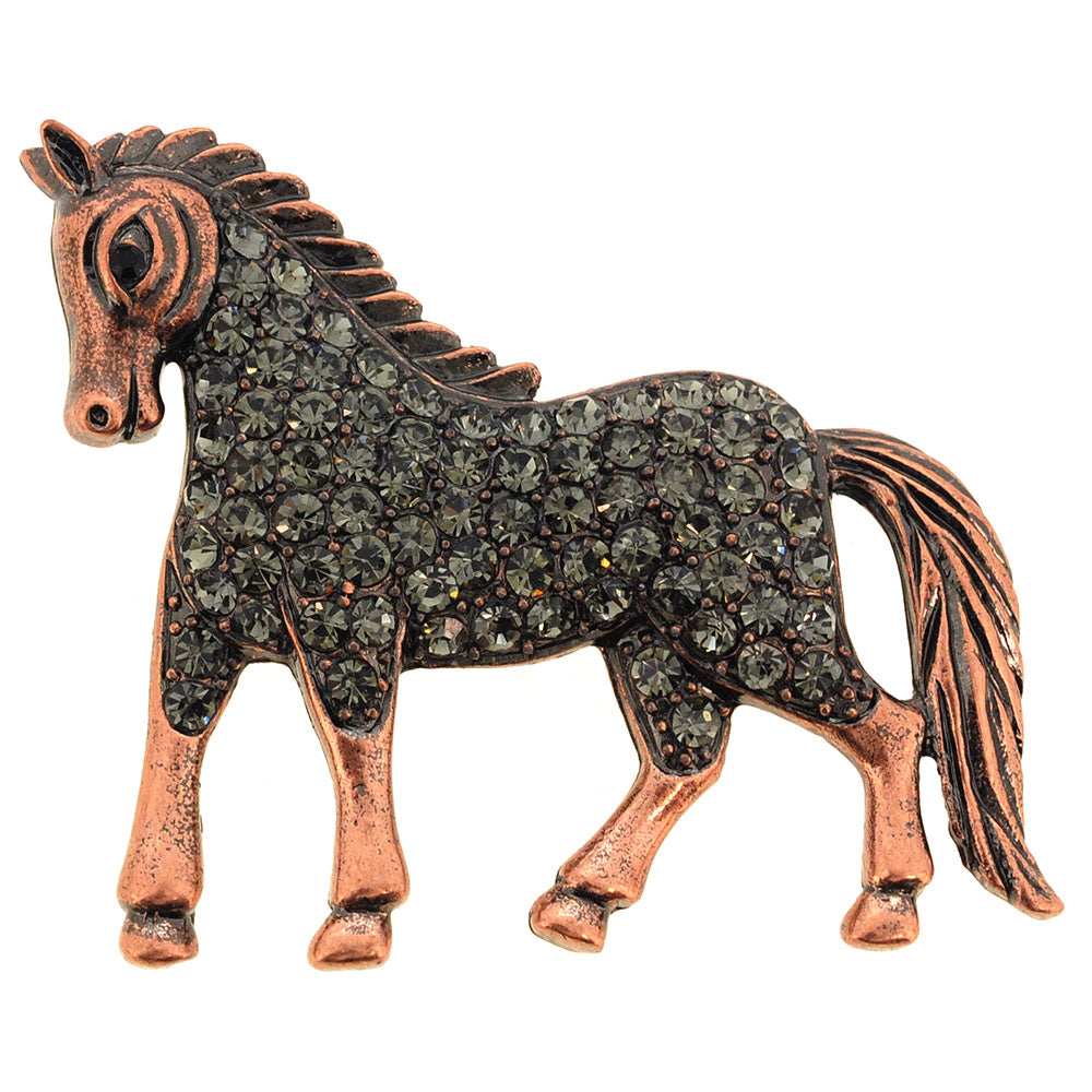 Vintage Style Gray Horse Pin Brooch