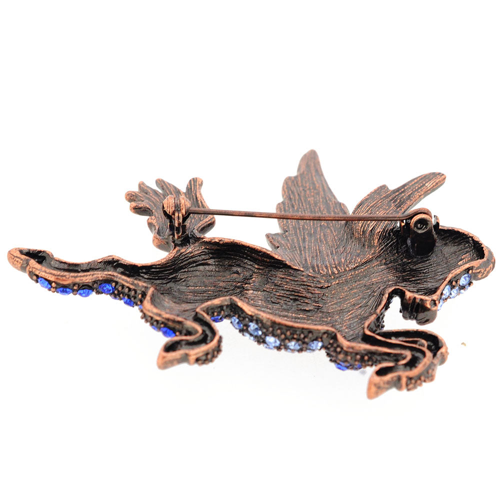 Vintage Style Sapphire Blue Flying Horse Pegasus Crystal Pin Brooch