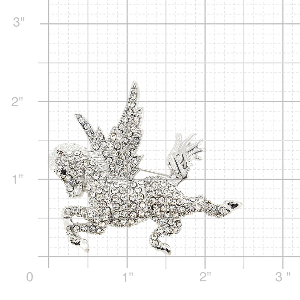 Crystal Flying Horse Pin Brooch