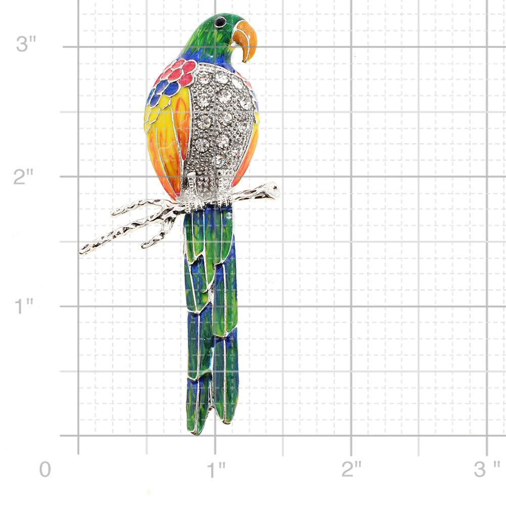 Multicolor Parrot Crystal Bird Pin Brooch