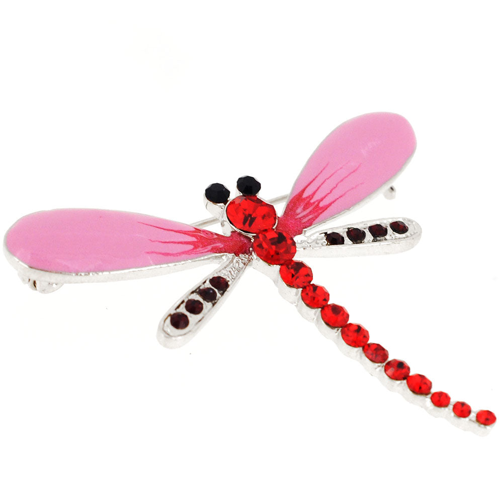 Pink Dragonfly Crystal Pin Brooch