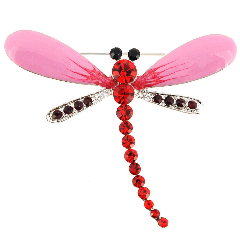 Pink Dragonfly Crystal Pin Brooch