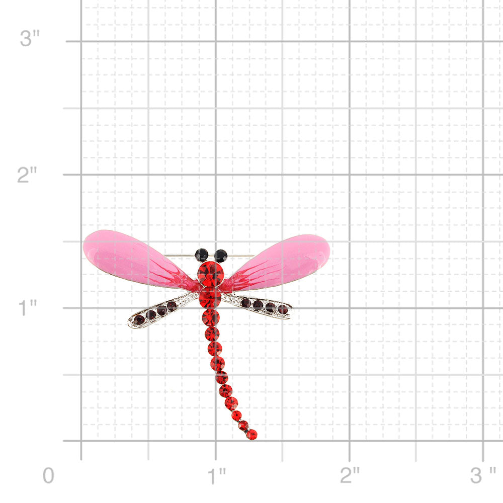 Pink Dragonfly Crystal Pin Brooch