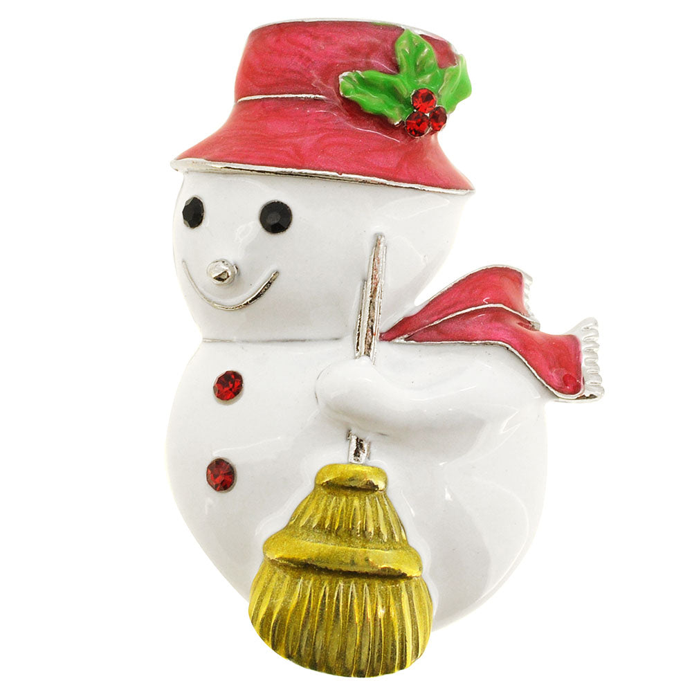 White Christmas Snowman Pin Brooch