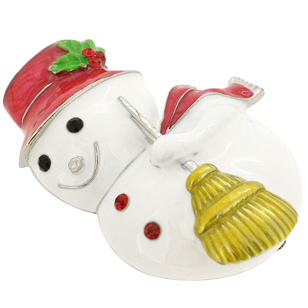 White Christmas Snowman Pin Brooch