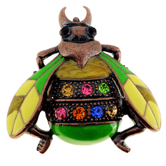 Green Rainbow Lady Bug Crystal Pin Brooch